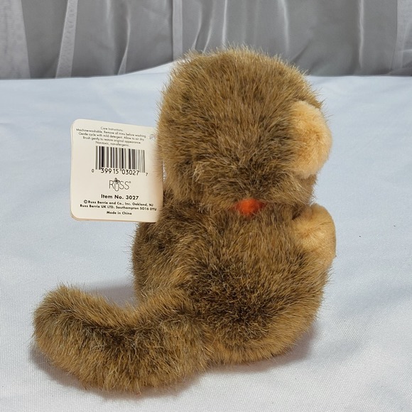 Russ Berrie Mookie Monkey Plush 5" Stuffed Animal Toy Fuzzy Chimp Palm Pet w Bow - Picture 3 of 8